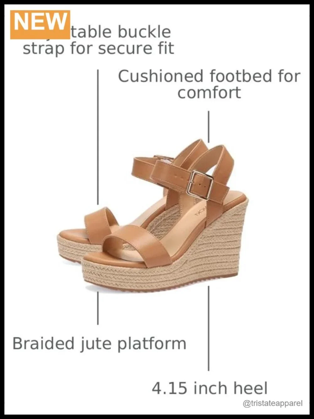 Platform Wedge Sandals Ankle Strap Open Toe Faux Leather Jute Sole